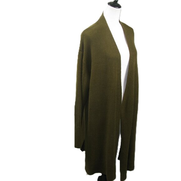 C Wonder Christian Siriano NWOT Army Green Long Open Front Cardigan Size 2X - Picture 5 of 6